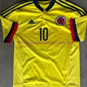 Adidas Columbia James National home kit yellow soccer jersey